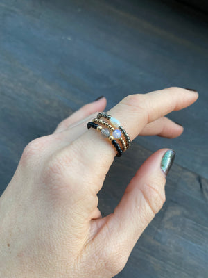 Labradorite Agate Gold Ring
