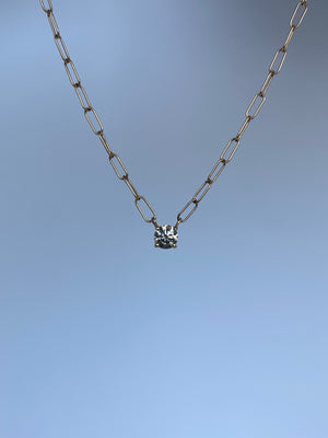 Paper Clip Chain Smokey Champagne Diamond Necklace